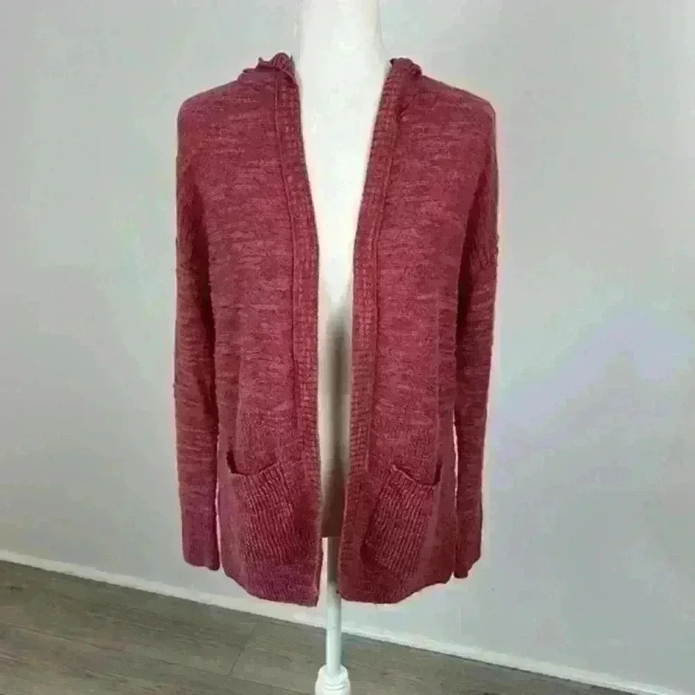 American Eagle Pink Knit Hooded Cardigan Size XS